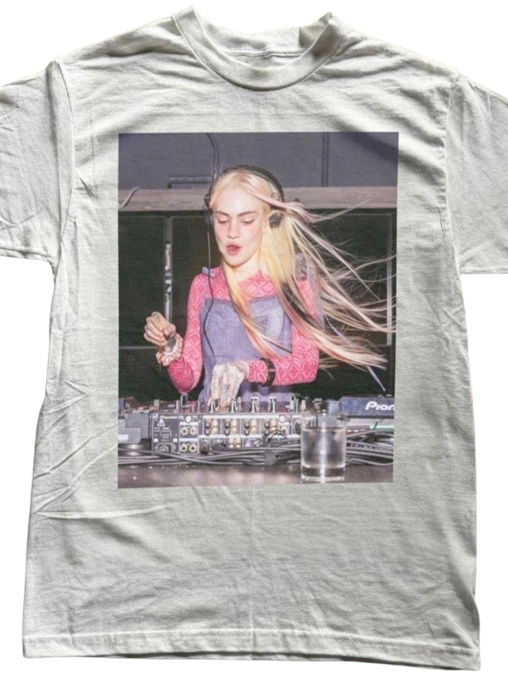Gildan White Short Sleeve Tee with DJ Photo Print, Gift For Her, For Him